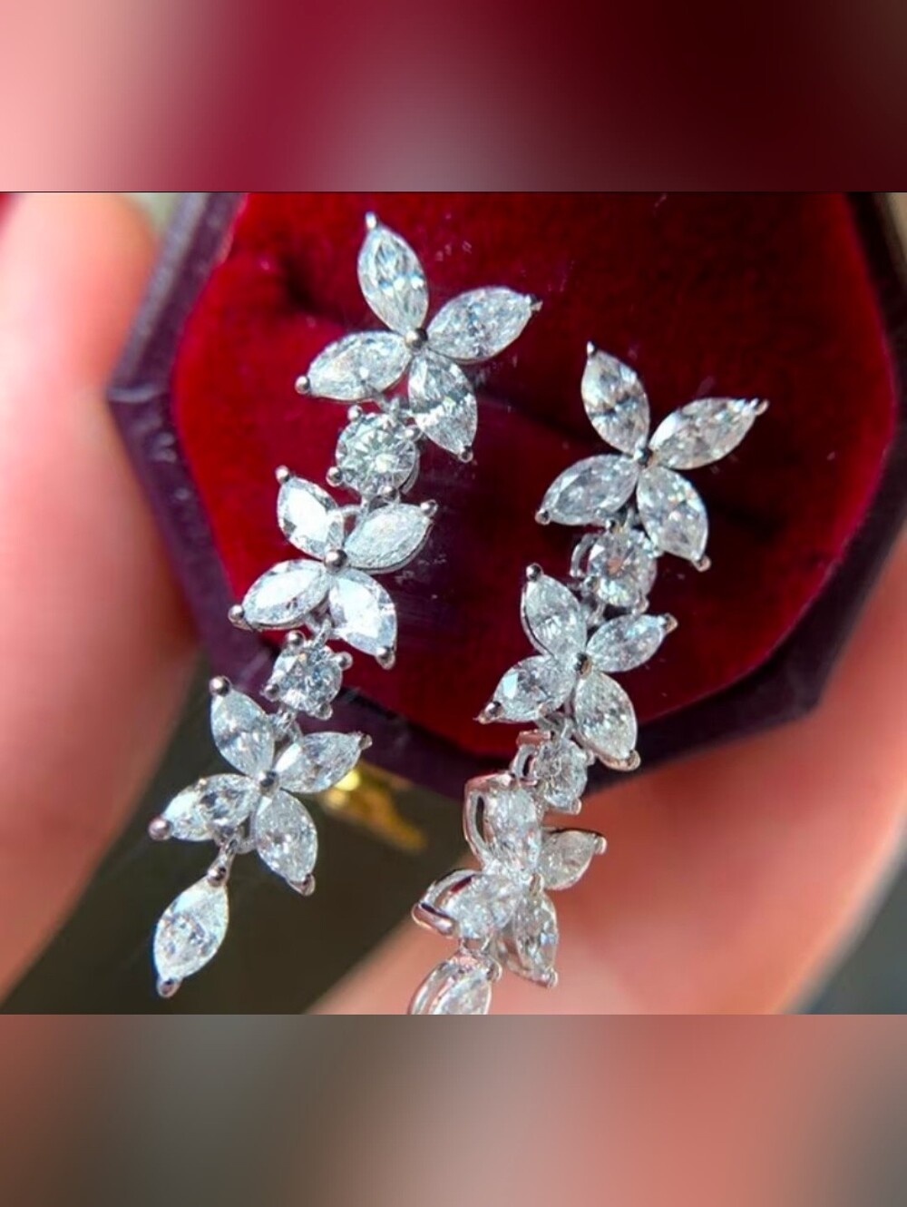 $8 Each Or Bundle 5/$20 Sparkling Diamond Floral Drop Earrings